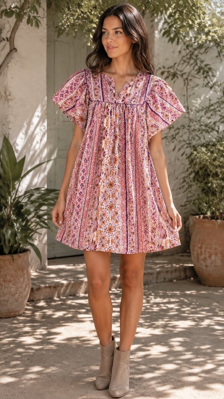 Band of the Free Boho Paisley Mini Dress NWT Small Flutter Sleeve